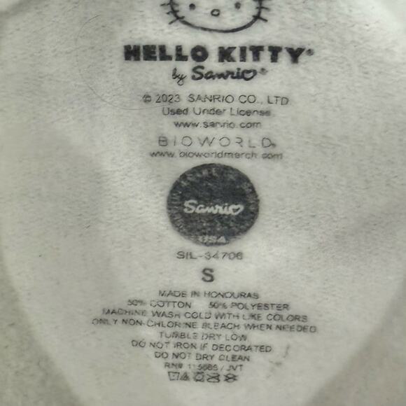 Hello Kitty Sanrio 90s Theme Geometric White Crew Neck Sweatshirt sz S Oversize - Picture 8 of 9
